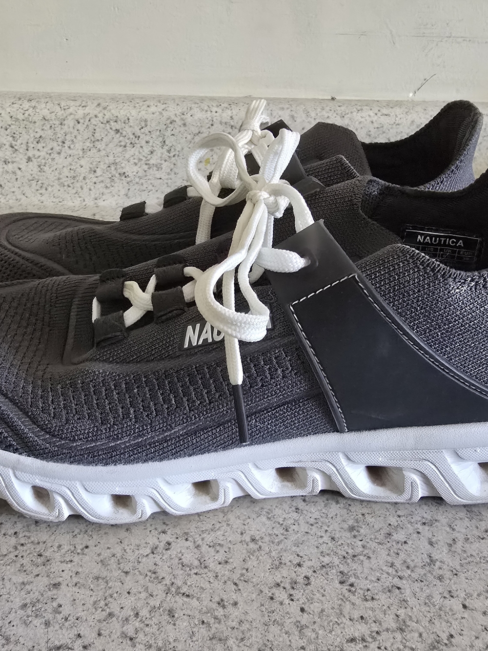 Nautica Women’s Charcoal Gray Knit Sneakers with White Soles and Laces